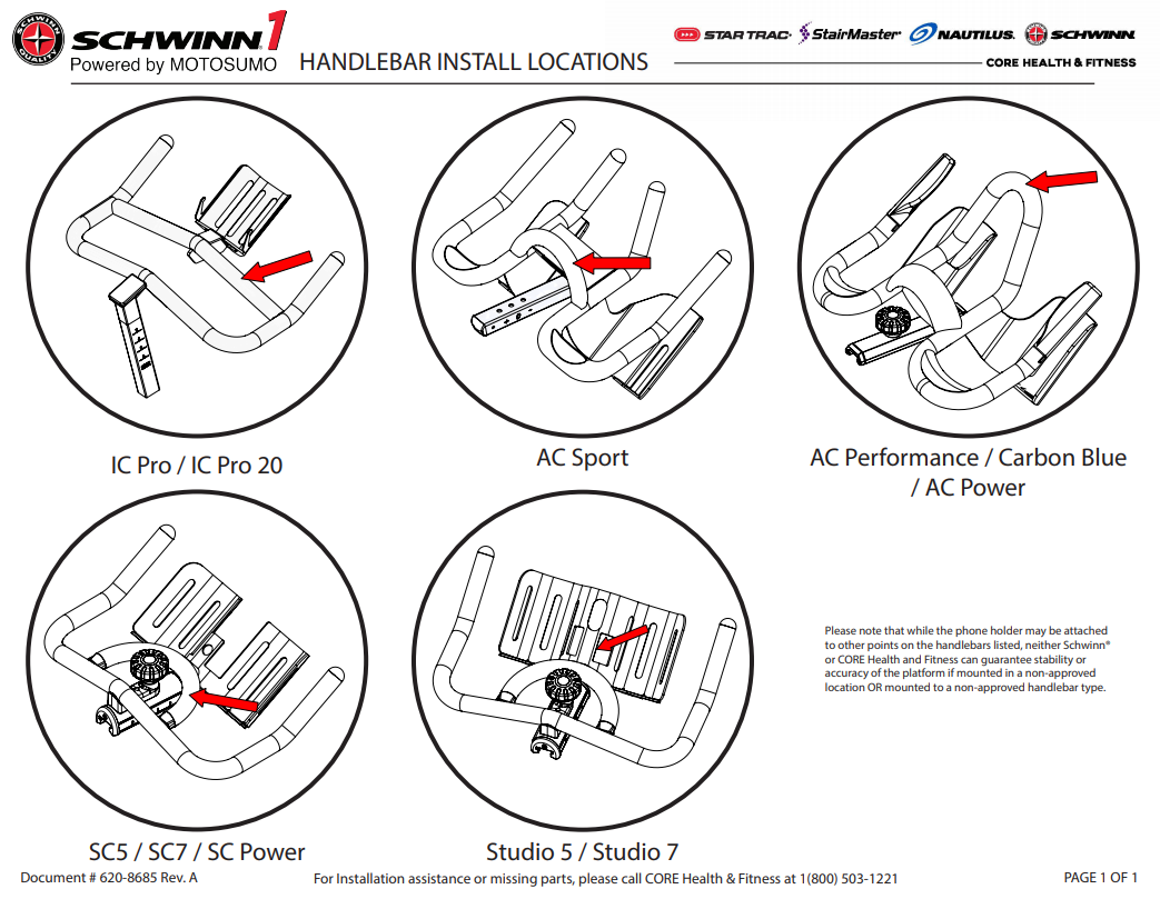 Schwinn1 Powered by MOTOSUMO Handlebar Install Locations