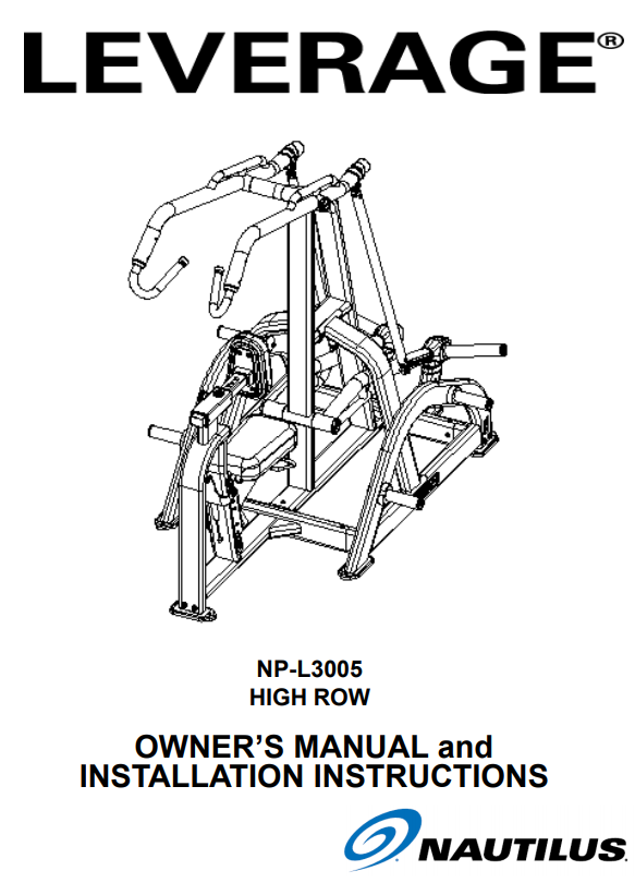 Leverage High Row Owner s Manual