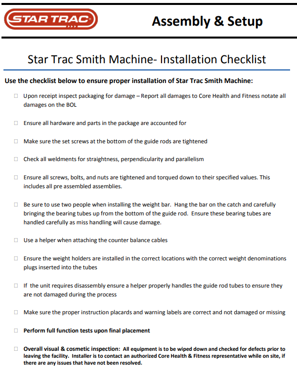 Star trac smith machine bar outlet weight