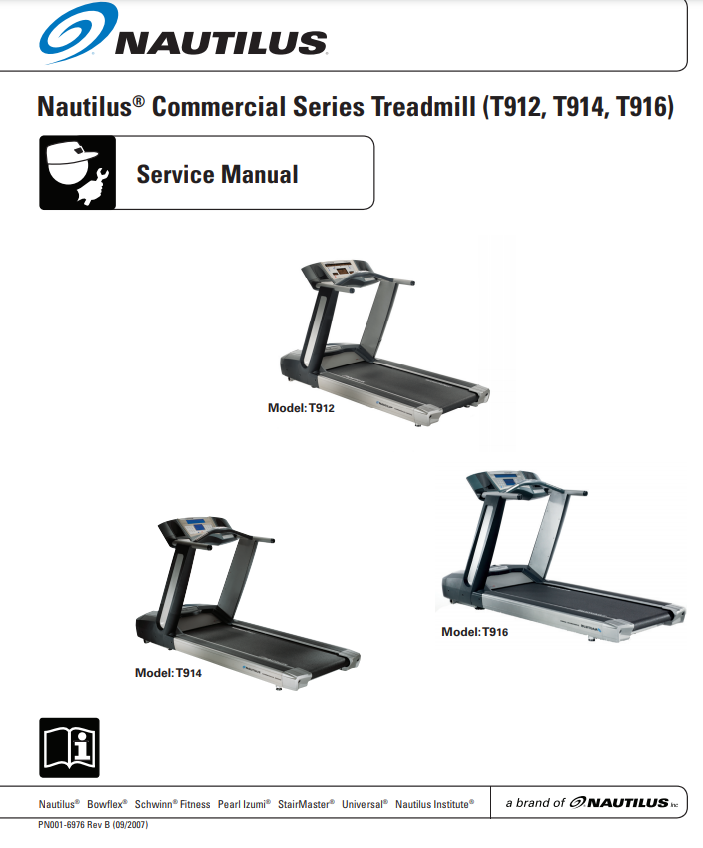 Nautilus Commercial Series Treadmills T912 T914 T916 Service Manual