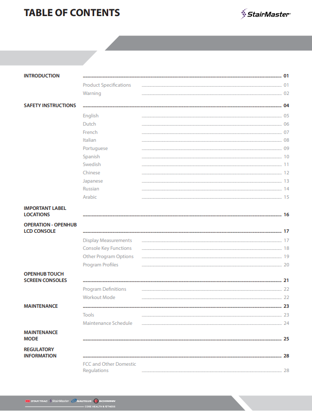 8 Series FreeClimber Owner s Manual