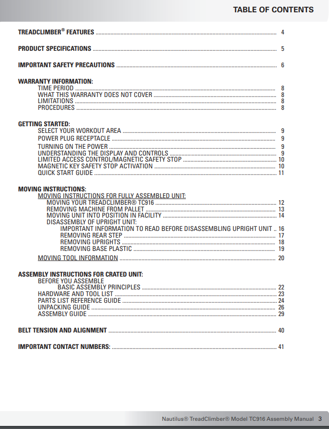 Treadclimber manual hotsell