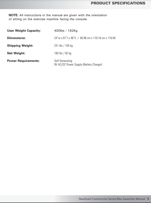 nautilus r616 recumbent bike assembly