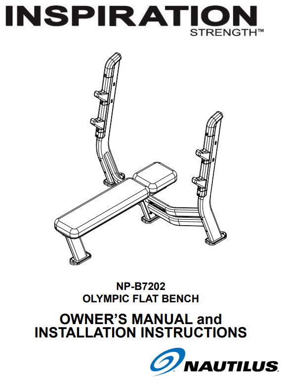 Olympic Flat Bench Owner/Install manual