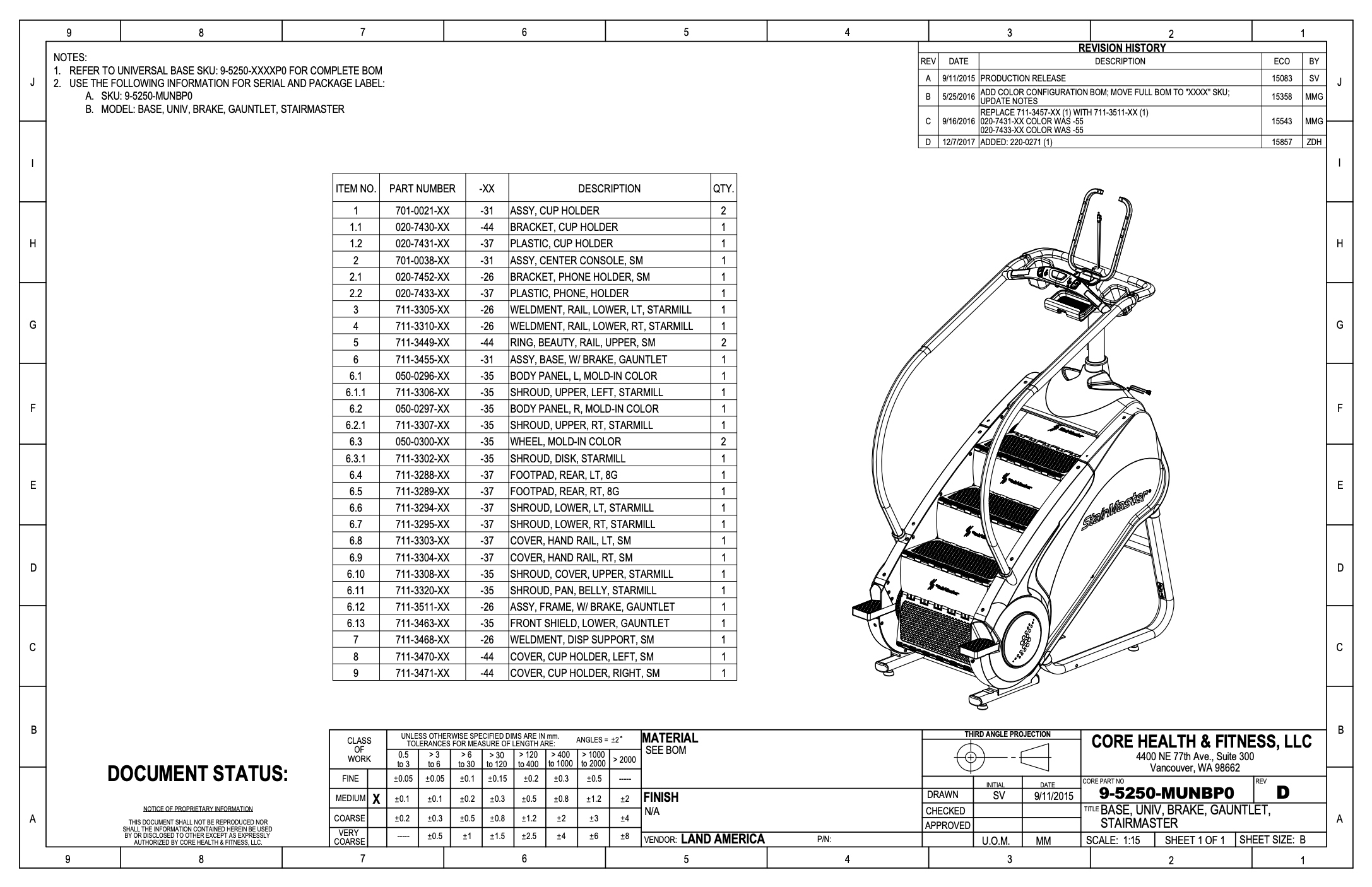 What Parts and Accessories are included in the 8G Stepmill?