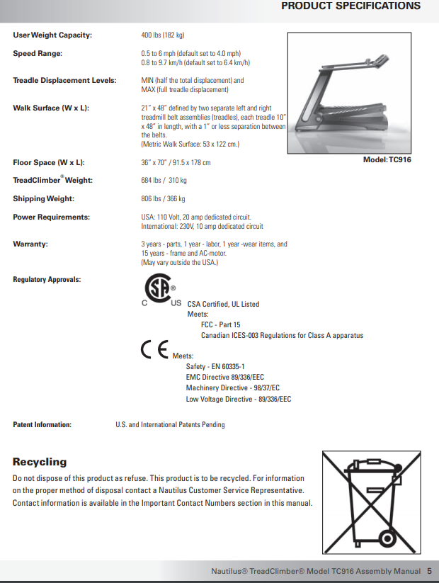 Nautilus treadclimber tc916 hot sale